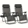 Portable Reclining Lounge Chair for Beach Camping Patio Outdoor Folding Relaxation Chair with Cup Tray and Adjustable Pillow for Poolside Garden Lawn