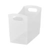 Plastic Utility Storage Bin 12 Qt Narrow Rectangle with Carrying Handles, Clear