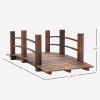 Outsunny 5 ft Fir Wood Garden Bridge with Side Railings, Arc Walkway for Backyards, Gardens & Streams, Stained Wood