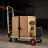 Heavy Duty Folding Utility Cart 600 lbs Load Capacity Reinforced Steel Frame Thick Platform Silent Rubber Wheels Space Saving Trolley for Home Garage