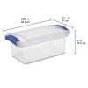 (3 pack) 7 Quart Latch Box, Clear Plastic Storage Bin with Clear Lid, Blue