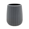 (3 pack) Rubberized Plastic Ribbed Toothbrush Holder, Grey