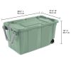 Extra Large Storage Bin, 40 Gallon Wheeled Plastic Storage Container with Handle, Green, Pack of 2
