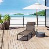 Portable Folding Recliner Chair Lightweight Adjustable Backrest with Removable Pillow Foldable Camping Lounger Sunbathing Bed for Patio Garden Beach O