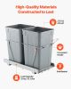 Double 27QTx2 Pullout Waste Container Under Cabinet Kitchen Bin Trash Can
