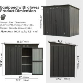 Backyard Storage Shed With Sloping Roof Galvanized Steel Frame Outdoor Garden Shed Metal Utility Tool Storage Room With Latches And Lockable Door (Option: Dark gray)