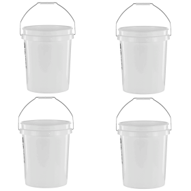 5 Gallon Round Utility Bucket, Comfort Handle, Plastic, White, PN0149, 1 Each (Pack Size: 4 Pack)