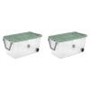 Extra Large Storage Bin, 160 Quart Wheeled Clear Plastic Storage Container with Handle, Gray, Pack of 2